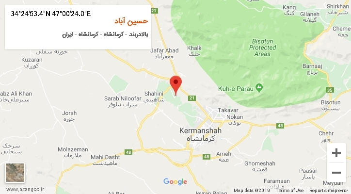 روستای حسین آباد بر روی نقشه