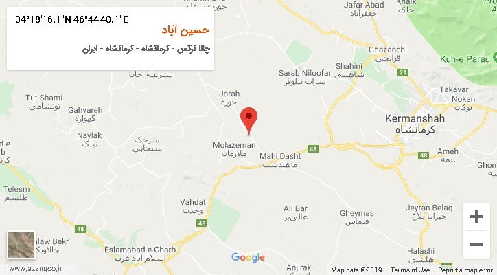 روستای حسین آباد بر روی نقشه