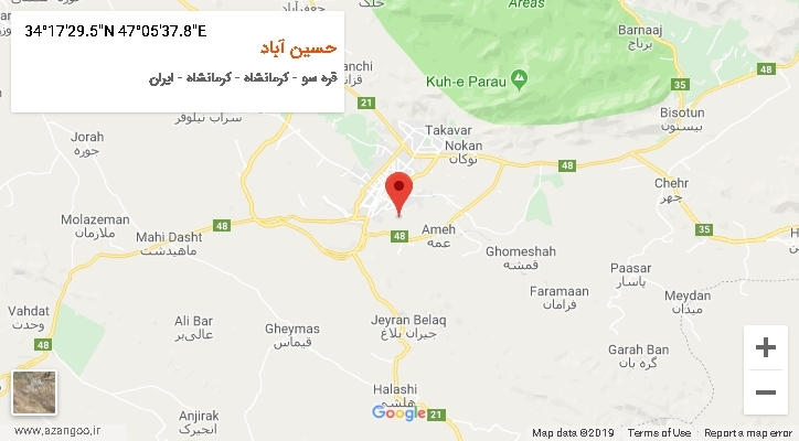 روستای حسین آباد بر روی نقشه