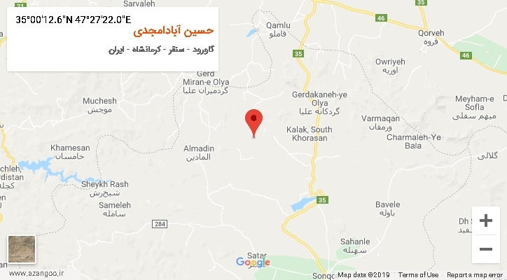 روستای حسین آبادامجدی بر روی نقشه