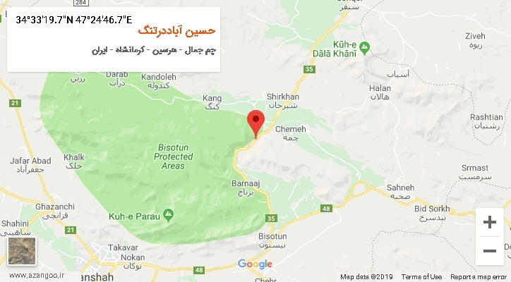 روستای حسین آباددرتنگ بر روی نقشه