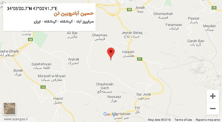 روستای حسین آبادرویین تن بر روی نقشه