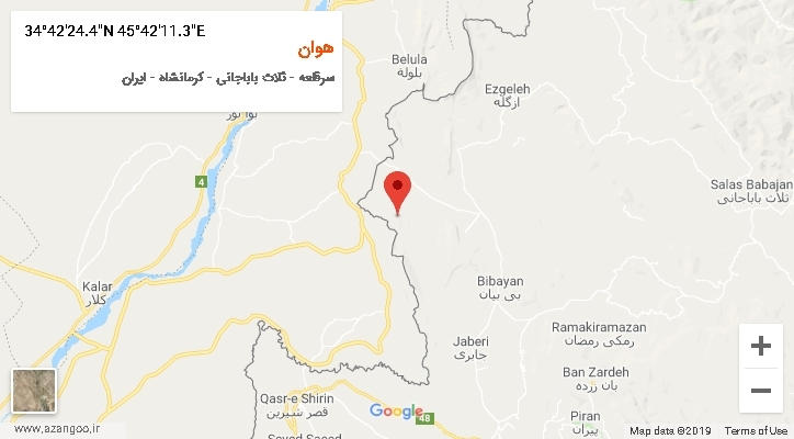روستای هوان بر روی نقشه