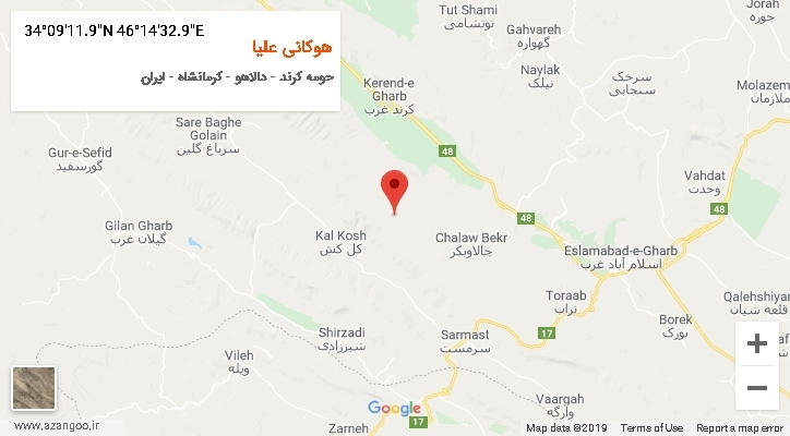روستای هوکانی علیا بر روی نقشه