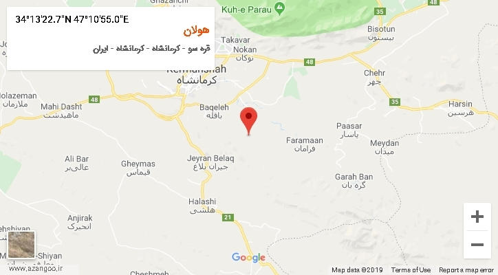 روستای هولان بر روی نقشه