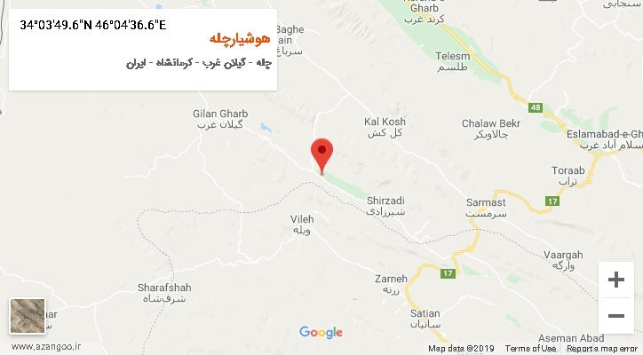 روستای هوشیارچله بر روی نقشه