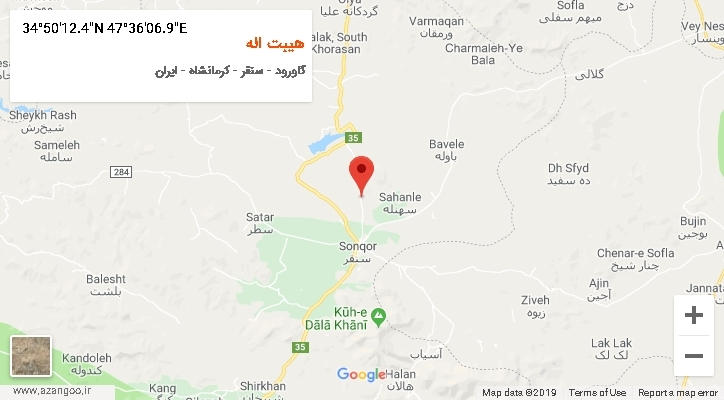 روستای هیبت اله بر روی نقشه