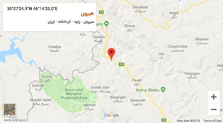 روستای هیروی بر روی نقشه