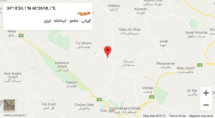روستای هیورود بر روی نقشه