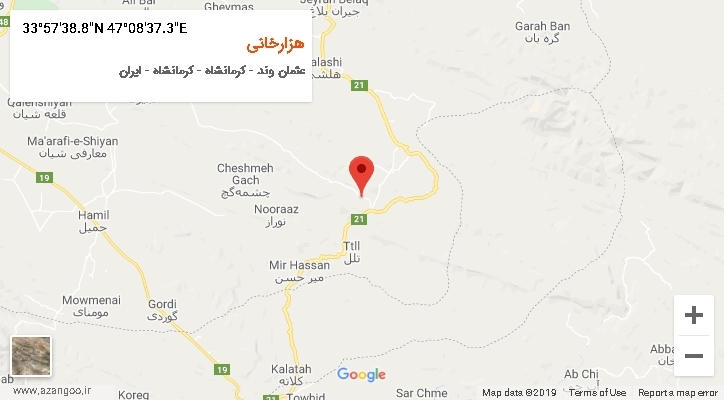 روستای هزارخانی بر روی نقشه