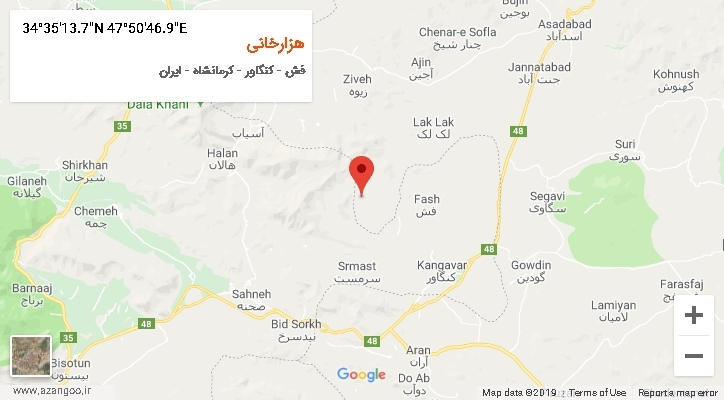 روستای هزارخانی بر روی نقشه