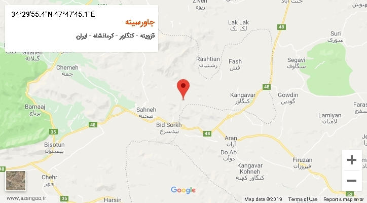 روستای جاورسینه بر روی نقشه