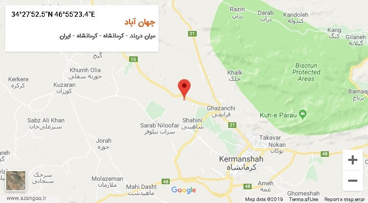 روستای جهان آباد بر روی نقشه