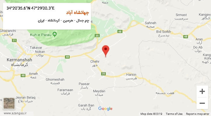 روستای جهانشاه آباد بر روی نقشه