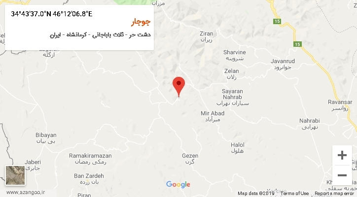 روستای جوجار بر روی نقشه