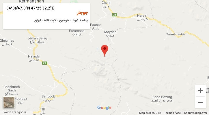 روستای جوجار بر روی نقشه
