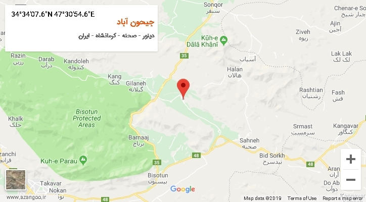 روستای جیحون آباد بر روی نقشه