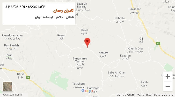 روستای کامران رحمان بر روی نقشه
