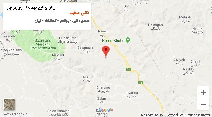 روستای کانی سفید بر روی نقشه
