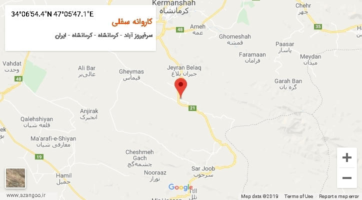 روستای کاروانه سفلی بر روی نقشه
