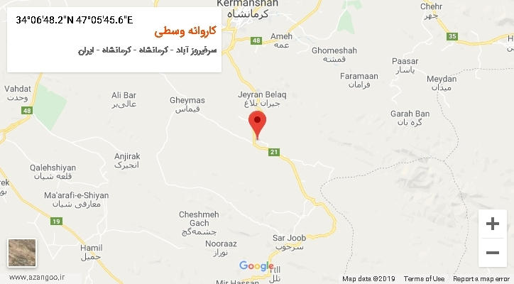روستای کاروانه وسطی بر روی نقشه