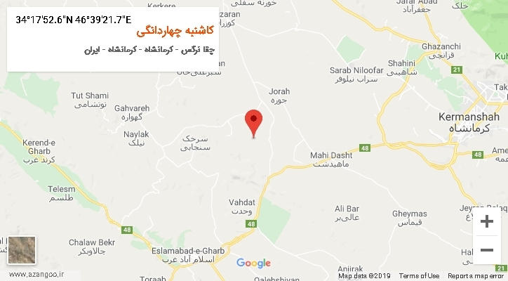 روستای کاشنبه چهاردانگی بر روی نقشه