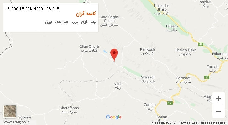 روستای کاسه گران بر روی نقشه