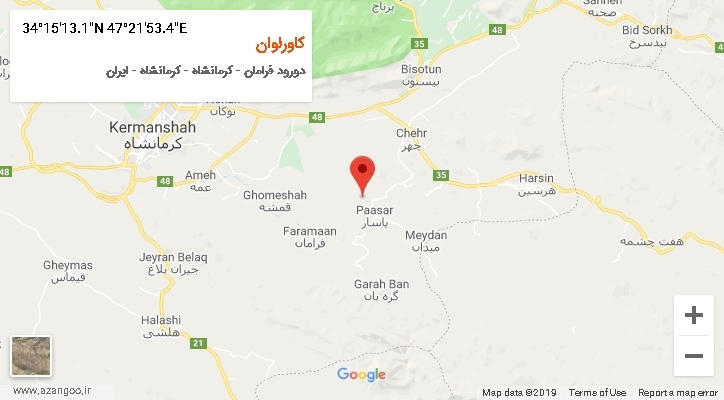 روستای کاورلوان بر روی نقشه