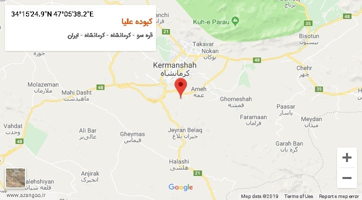 روستای کبوده علیا بر روی نقشه
