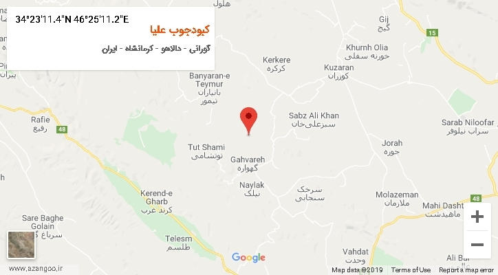 روستای کبودجوب علیا بر روی نقشه