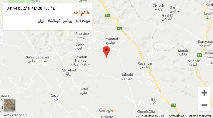 روستای خانم آباد بر روی نقشه