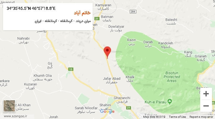 روستای خانم آباد بر روی نقشه