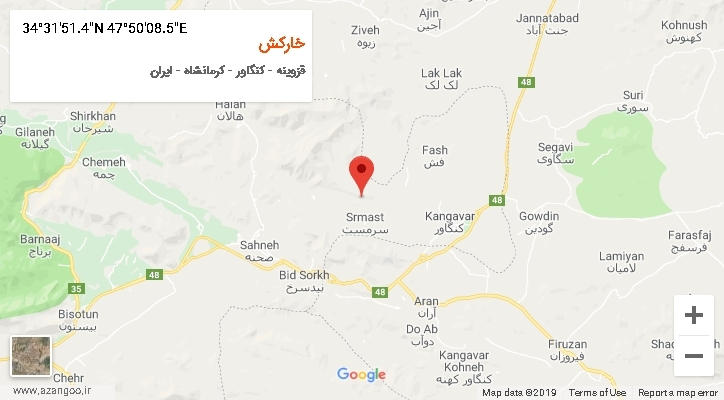 روستای خارکش بر روی نقشه