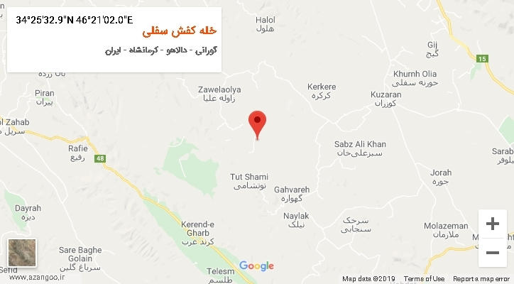 روستای خله کفش سفلی بر روی نقشه