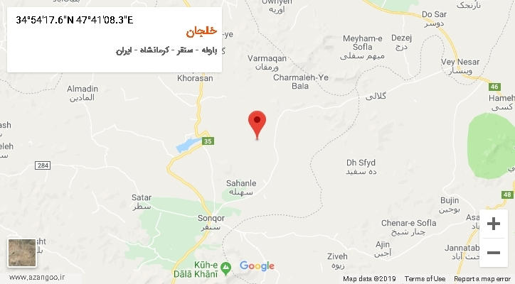 روستای خلجان بر روی نقشه