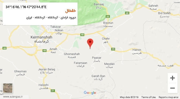 روستای خلخال بر روی نقشه