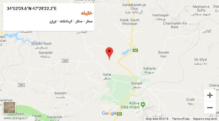 روستای خلیفه بر روی نقشه