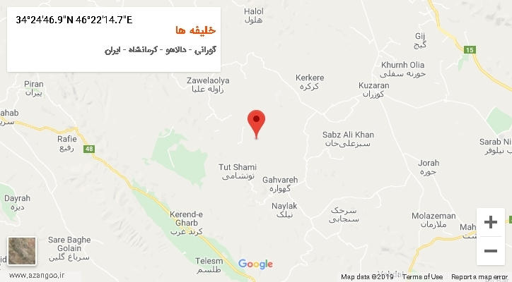 روستای خلیفه ها بر روی نقشه