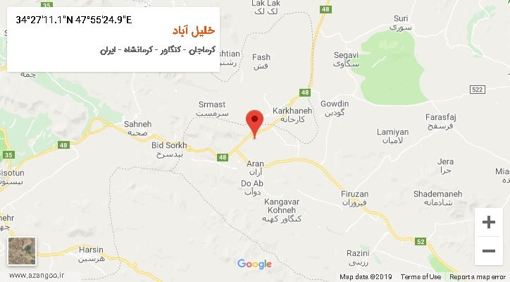 روستای خلیل آباد بر روی نقشه