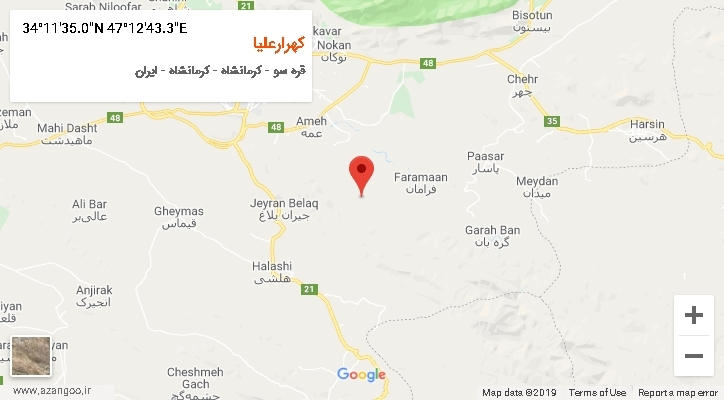 روستای کهرارعلیا بر روی نقشه