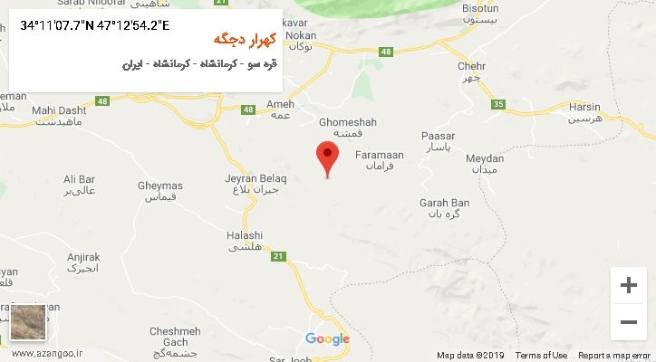 روستای کهرار دجگه بر روی نقشه