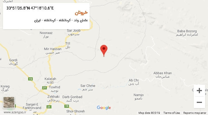 روستای خرونان بر روی نقشه