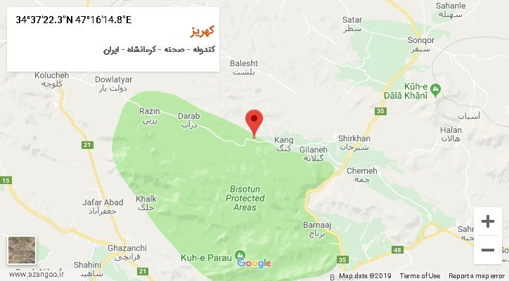 روستای کهریز بر روی نقشه