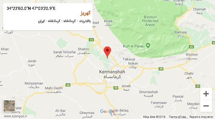 روستای کهریز بر روی نقشه