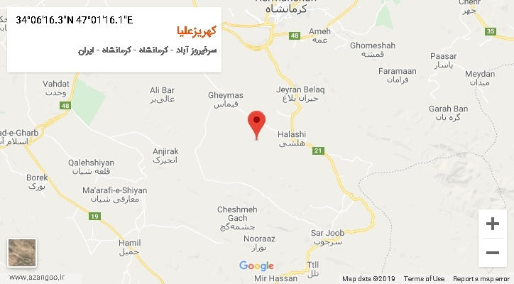 روستای کهریزعلیا بر روی نقشه