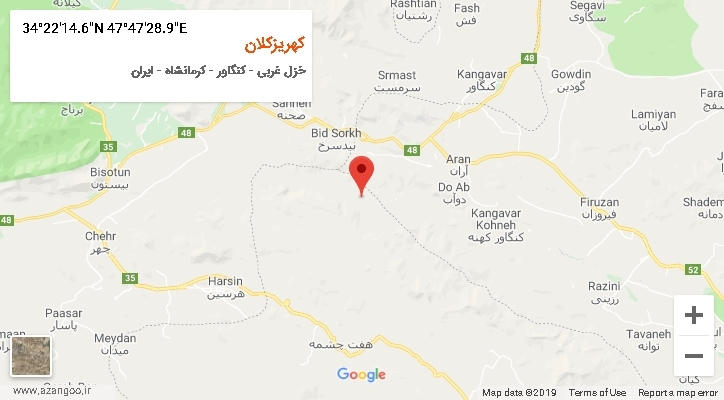 روستای کهریزکلان بر روی نقشه