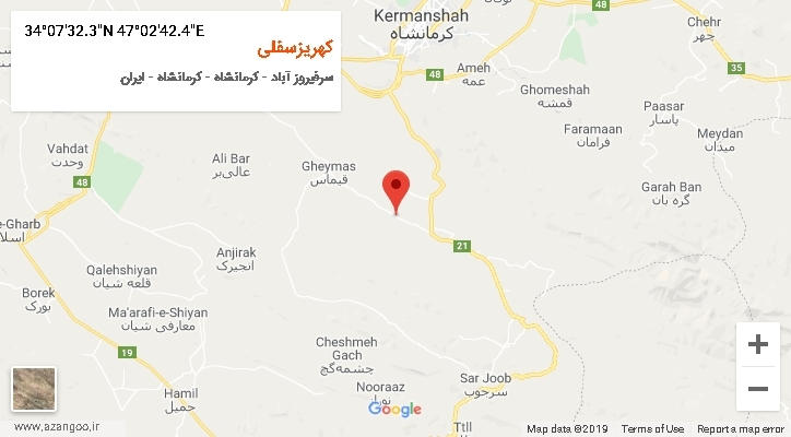روستای کهریزسفلی بر روی نقشه
