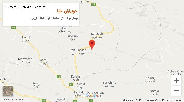 روستای خوبیاران علیا بر روی نقشه