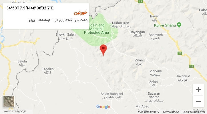 روستای خورنین بر روی نقشه