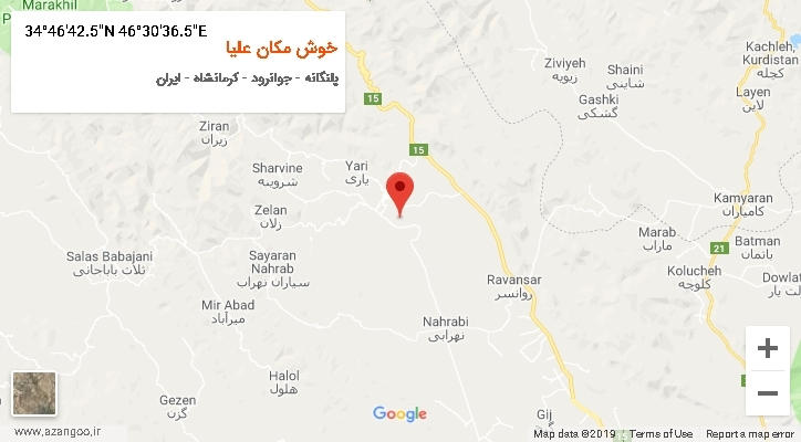 روستای خوش مکان علیا بر روی نقشه